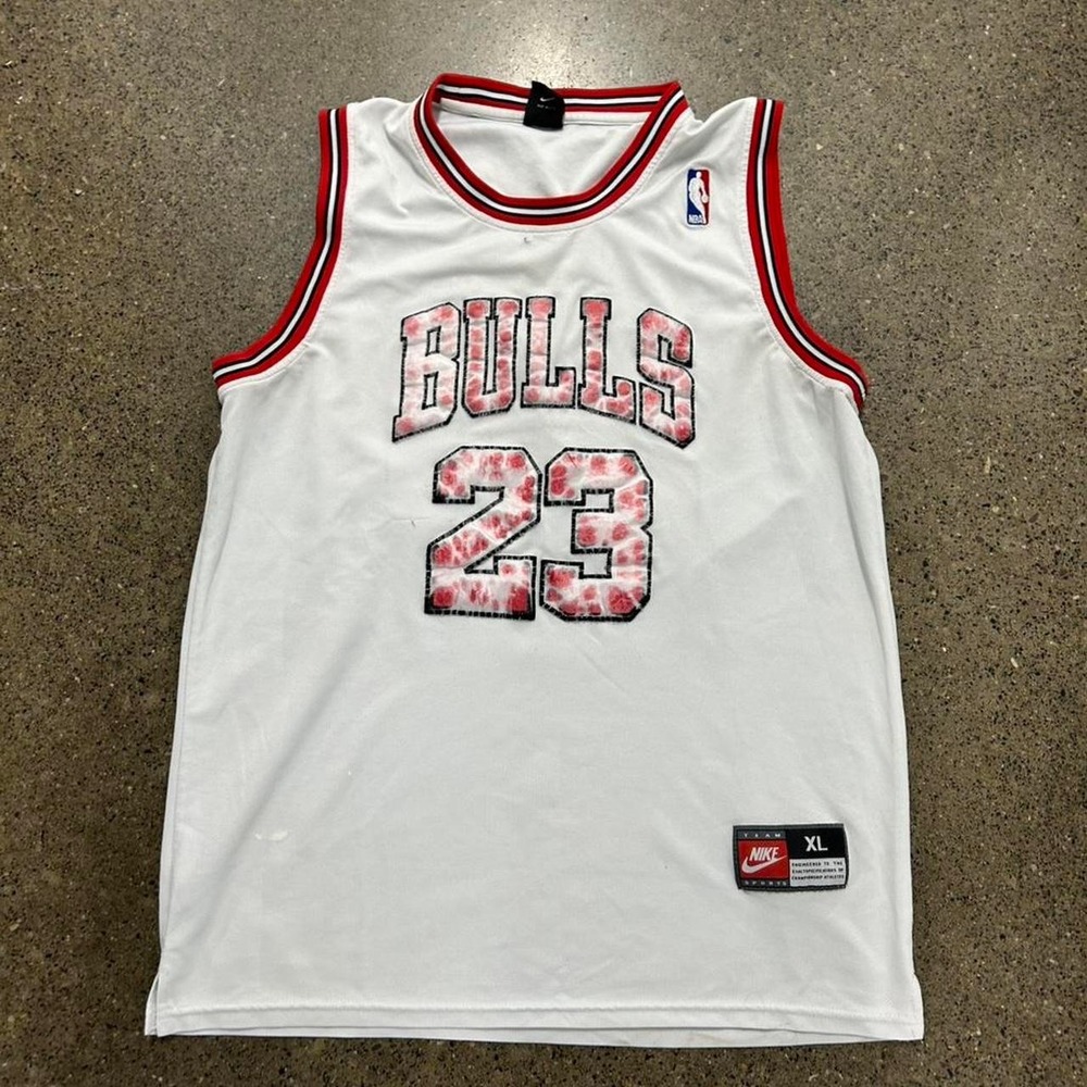 Vintage 90s Nike Michael Jordan White Red Chicago Bulls Jersey (52 XL) Faded
